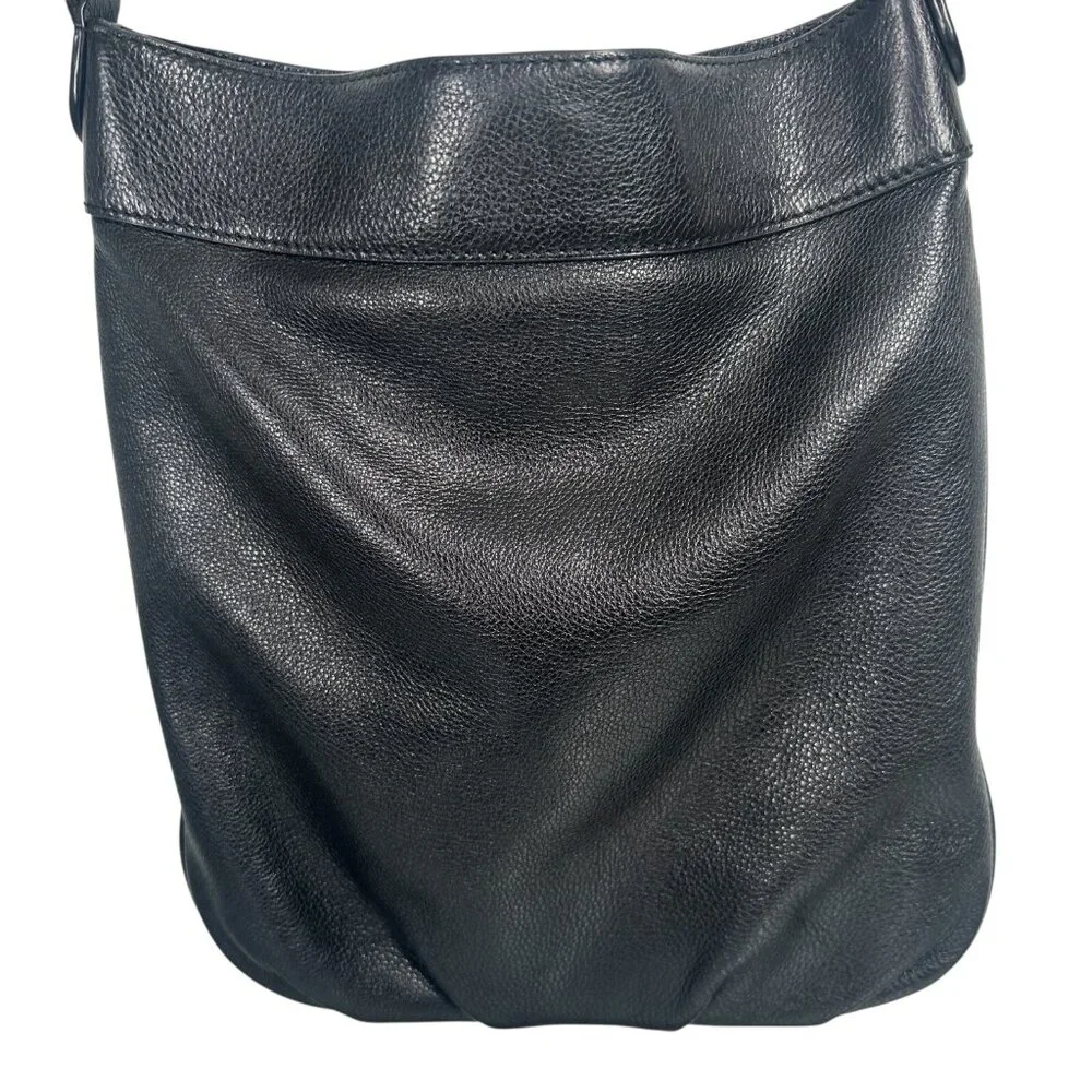 Tory Burch Black Stacked T Book Bag Pebbled Leather Crossbody - Picture 4 of 16